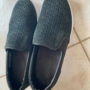Vionic Black Perforated Slip-On Loafers
